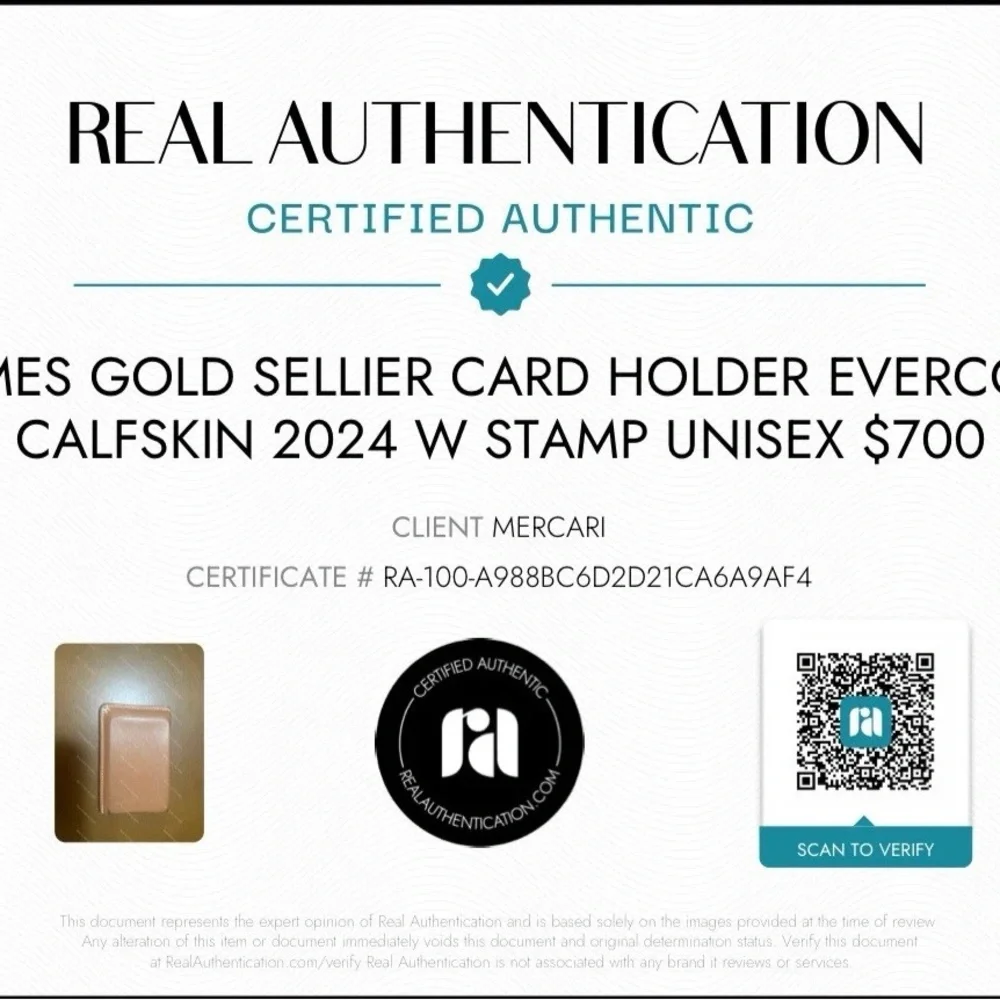 Hermes H Sellier Card Holder Gold Evercolor Calfskin 2024 W Stamp Unisex $700